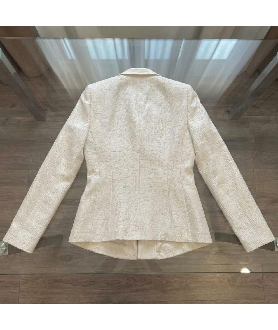 GIORGIO ARMANI Белый хлопко-эластановый жакет/пиджак, фото 2