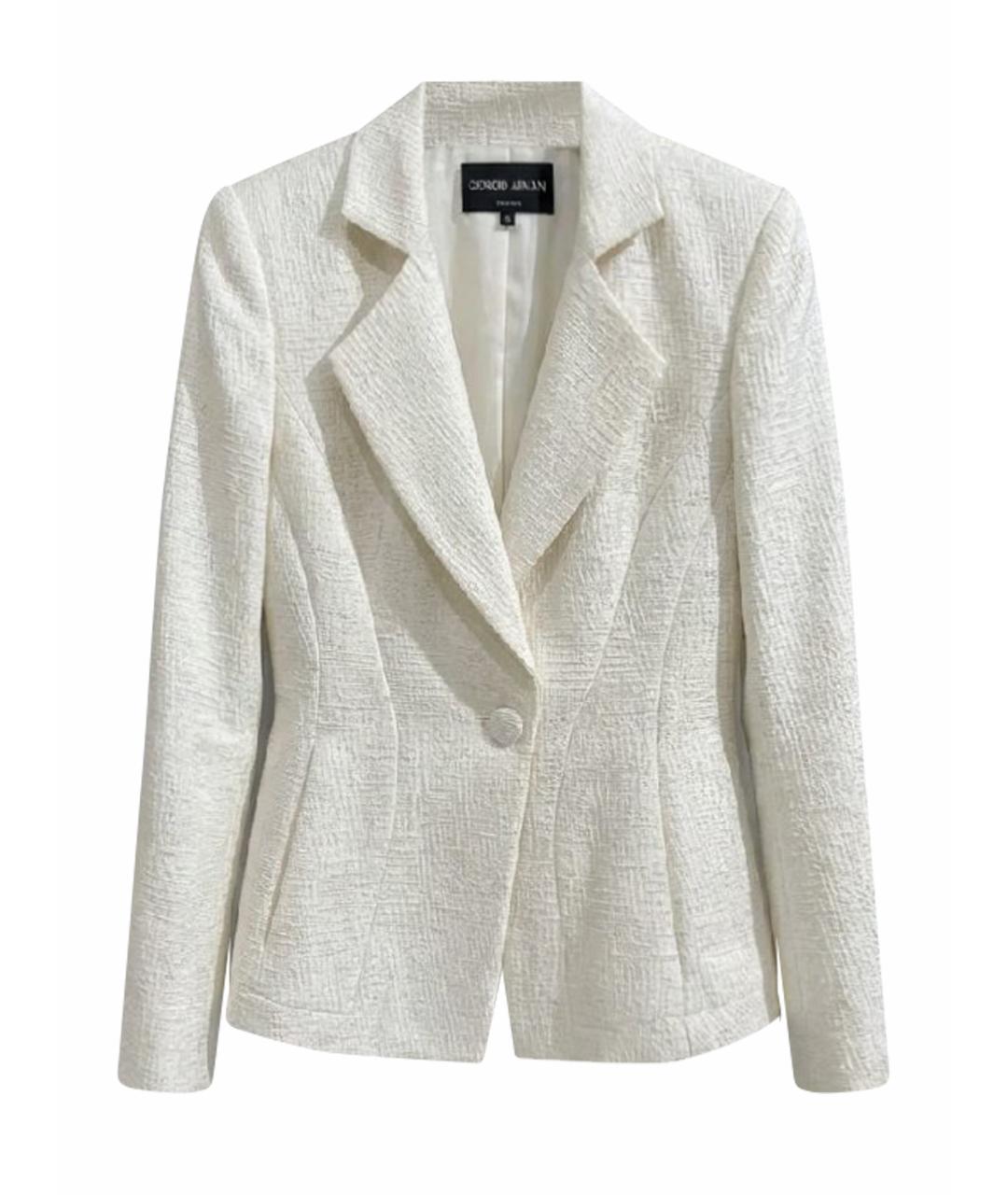 GIORGIO ARMANI Белый хлопко-эластановый жакет/пиджак, фото 1
