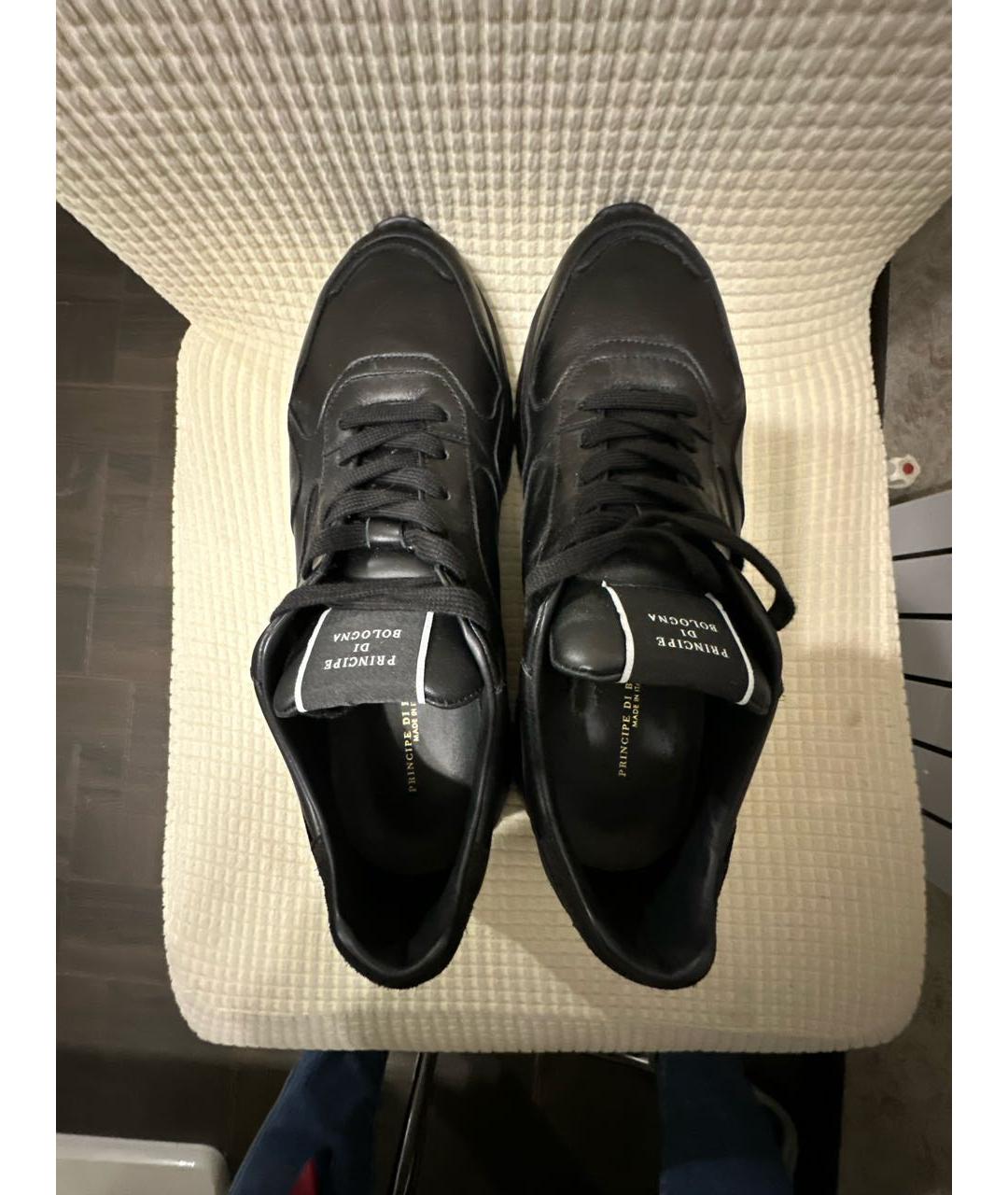 Principe di Bologna Черные кожаные низкие кроссовки / кеды, фото 3
