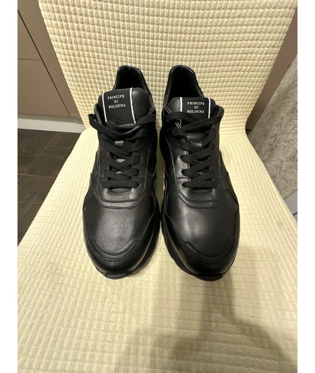 Principe di Bologna Черные кожаные низкие кроссовки / кеды, фото 2