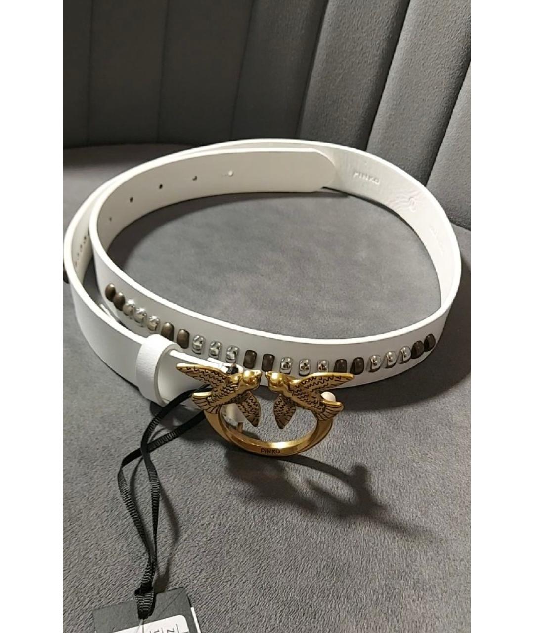PINKO Белый кожаный ремень, фото 4