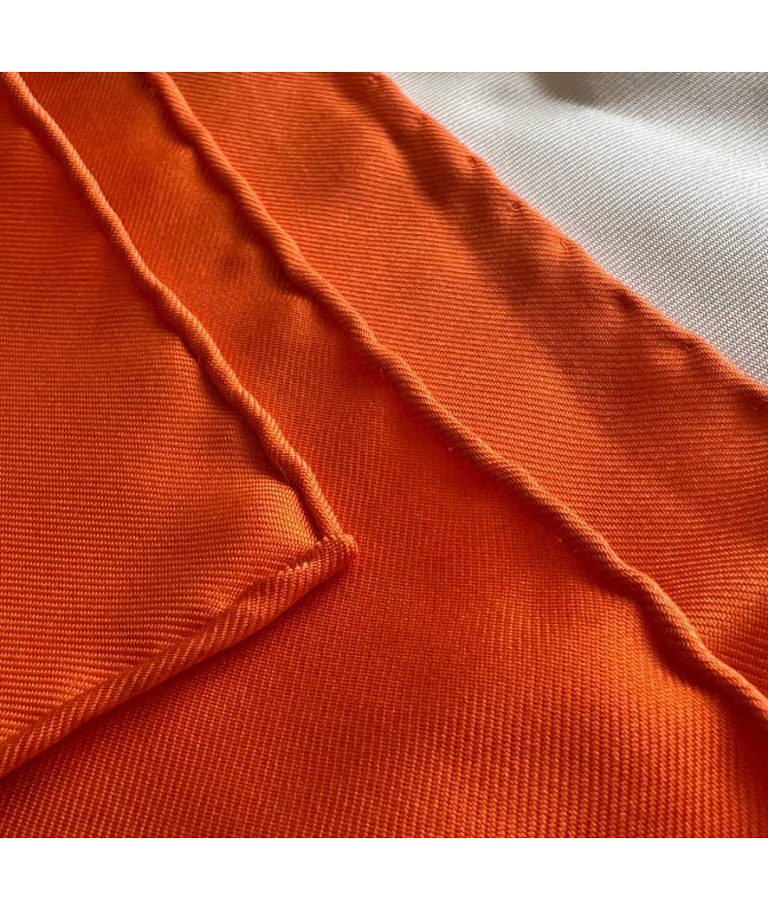 HERMES Оранжевый шелковый платок, фото 6