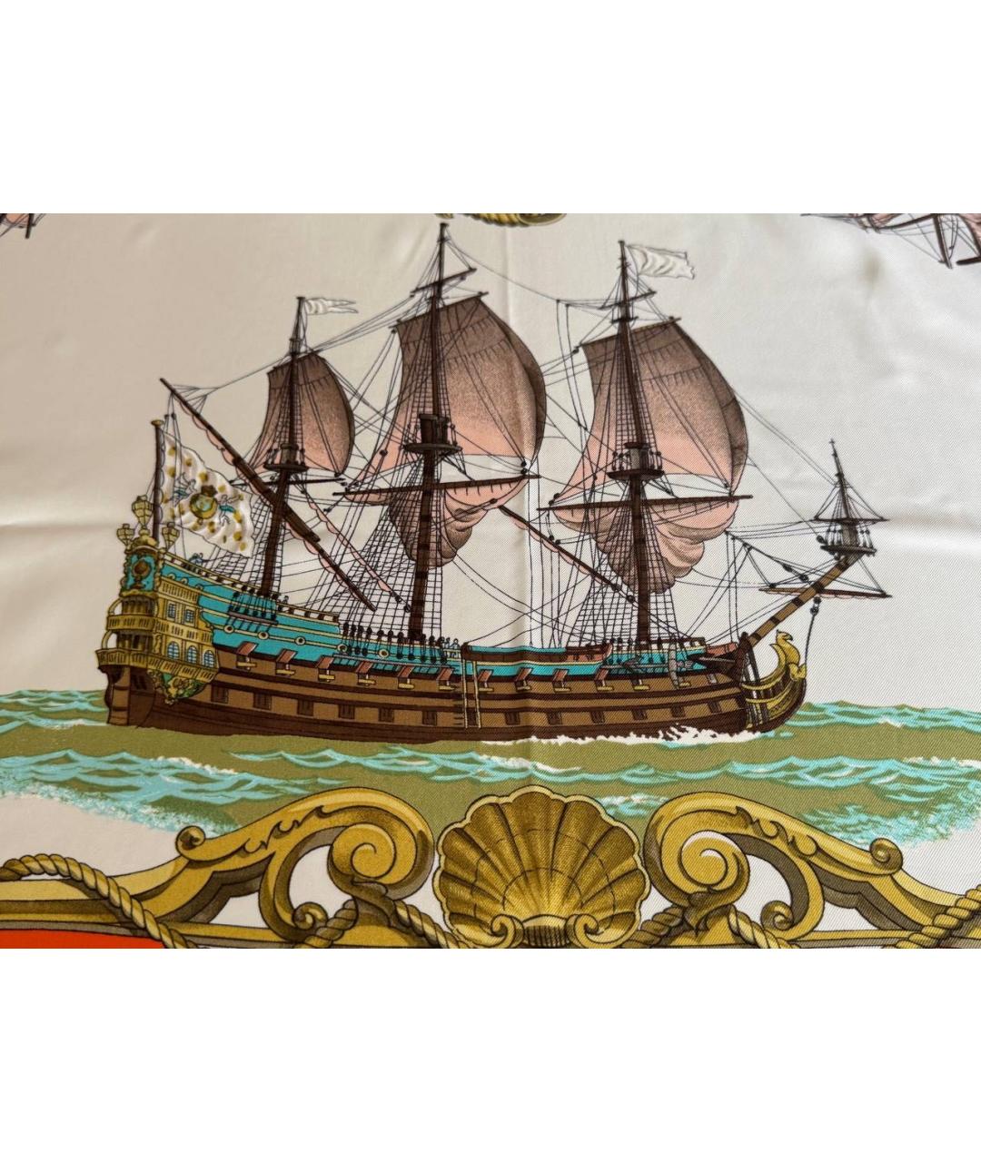 HERMES Оранжевый шелковый платок, фото 2