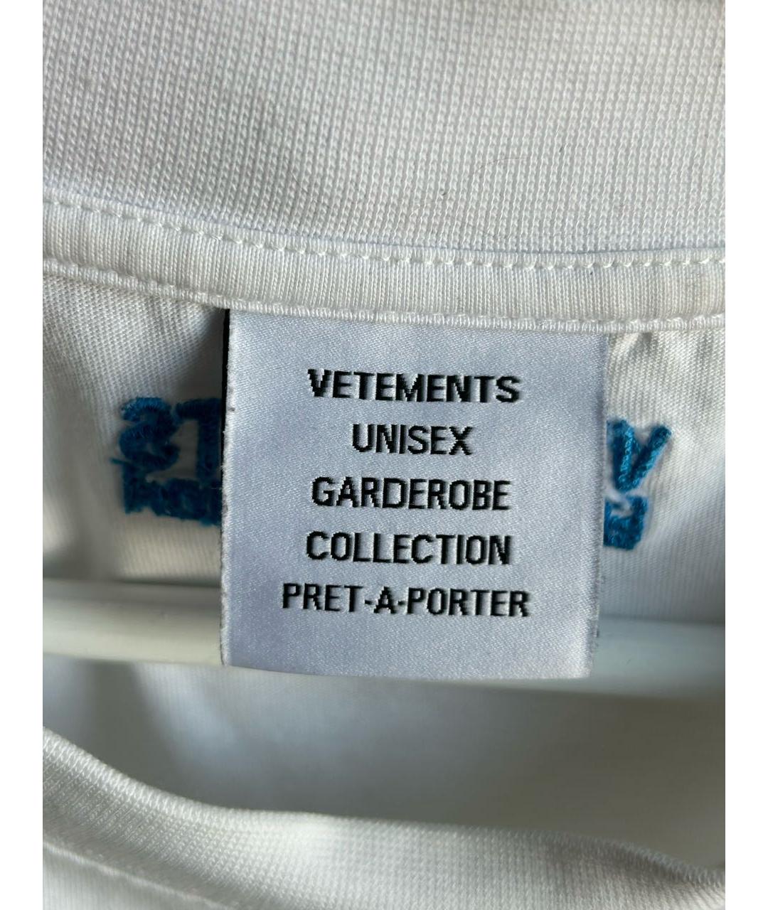 VETEMENTS Белая хлопковая футболка, фото 3