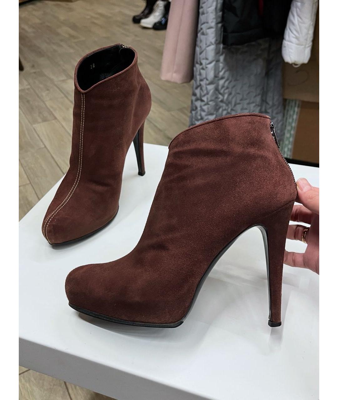 KITON Коричневые замшевые ботильоны, фото 9