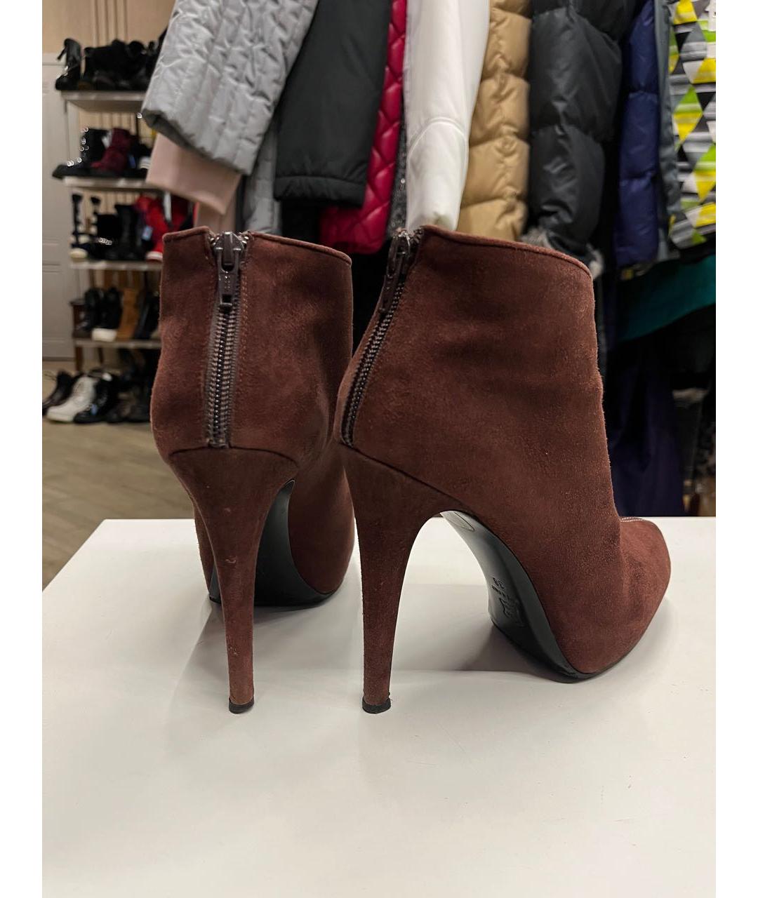 KITON Коричневые замшевые ботильоны, фото 4