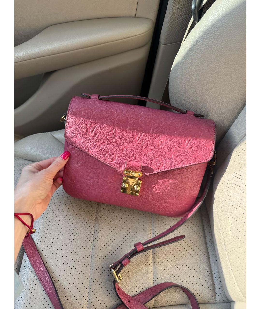 LOUIS VUITTON Розовая кожаная сумка через плечо, фото 3