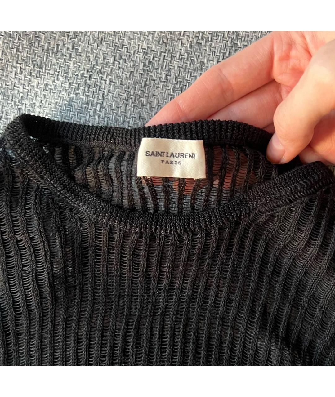 SAINT LAURENT Черная майка, фото 2