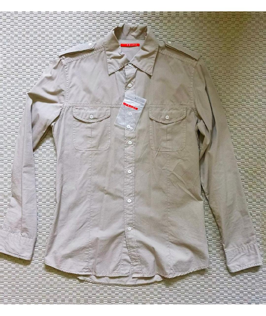 PRADA Бежевая хлопковая кэжуал рубашка, фото 5