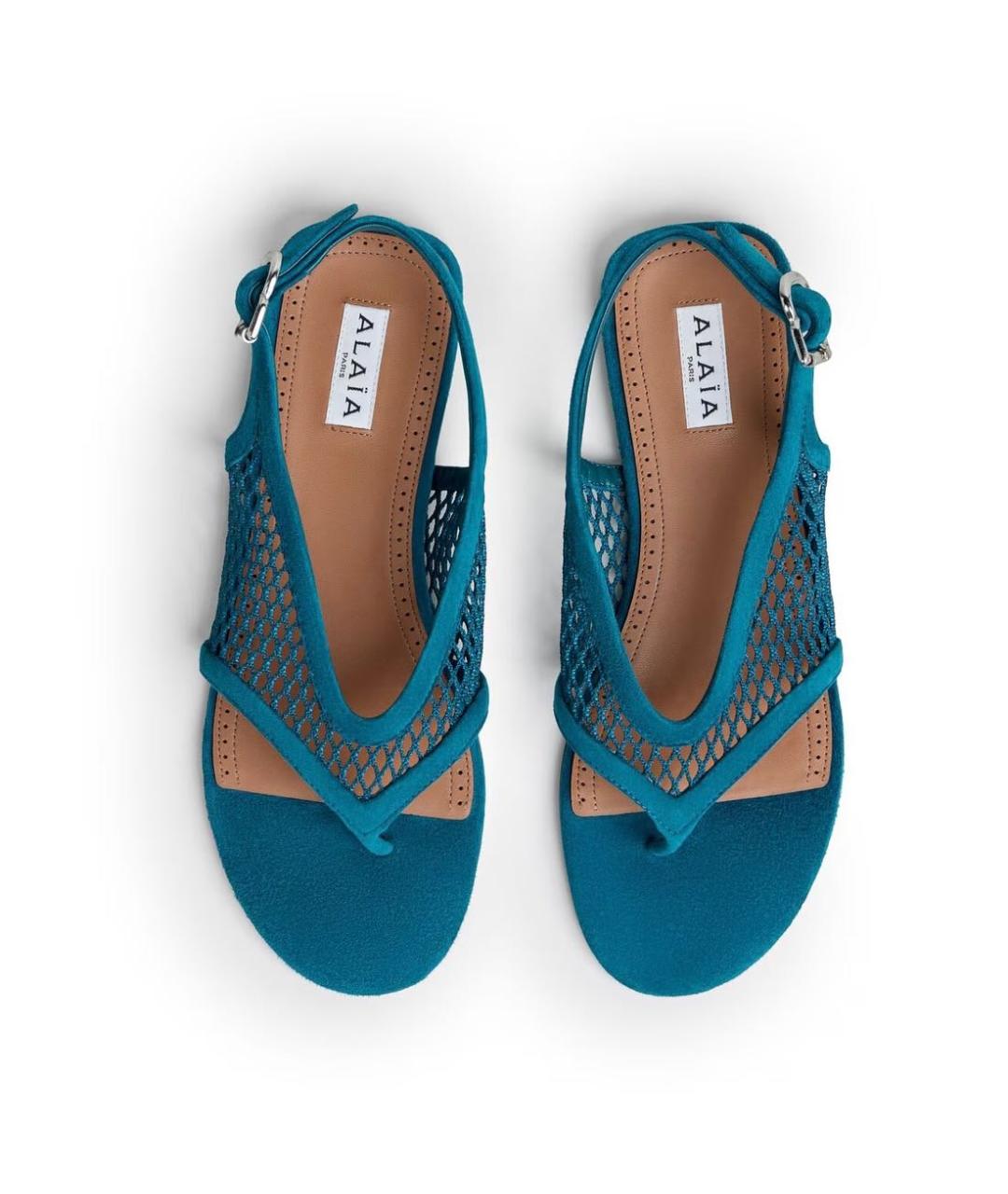 ALAIA Бирюзовые замшевые сандалии, фото 4