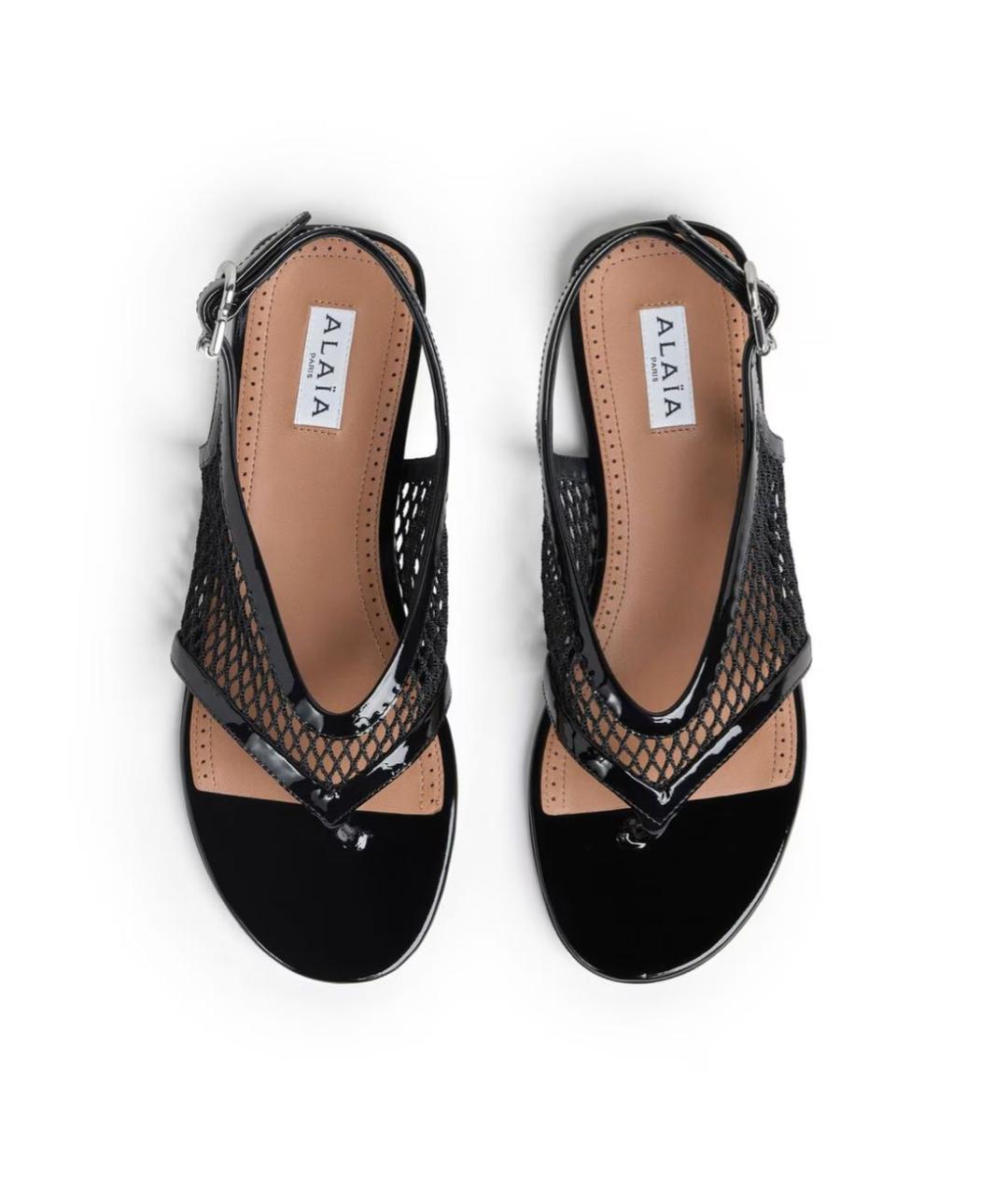 ALAIA Черные сандалии из лакированной кожи, фото 4