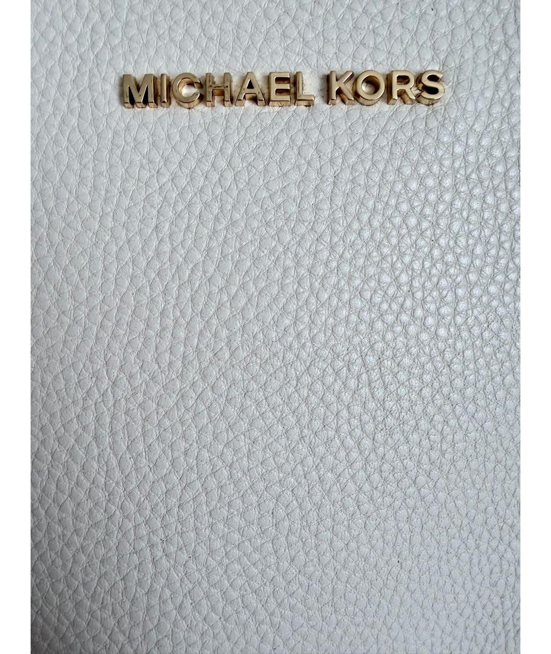 MICHAEL KORS Белая кожаная сумка тоут, фото 5