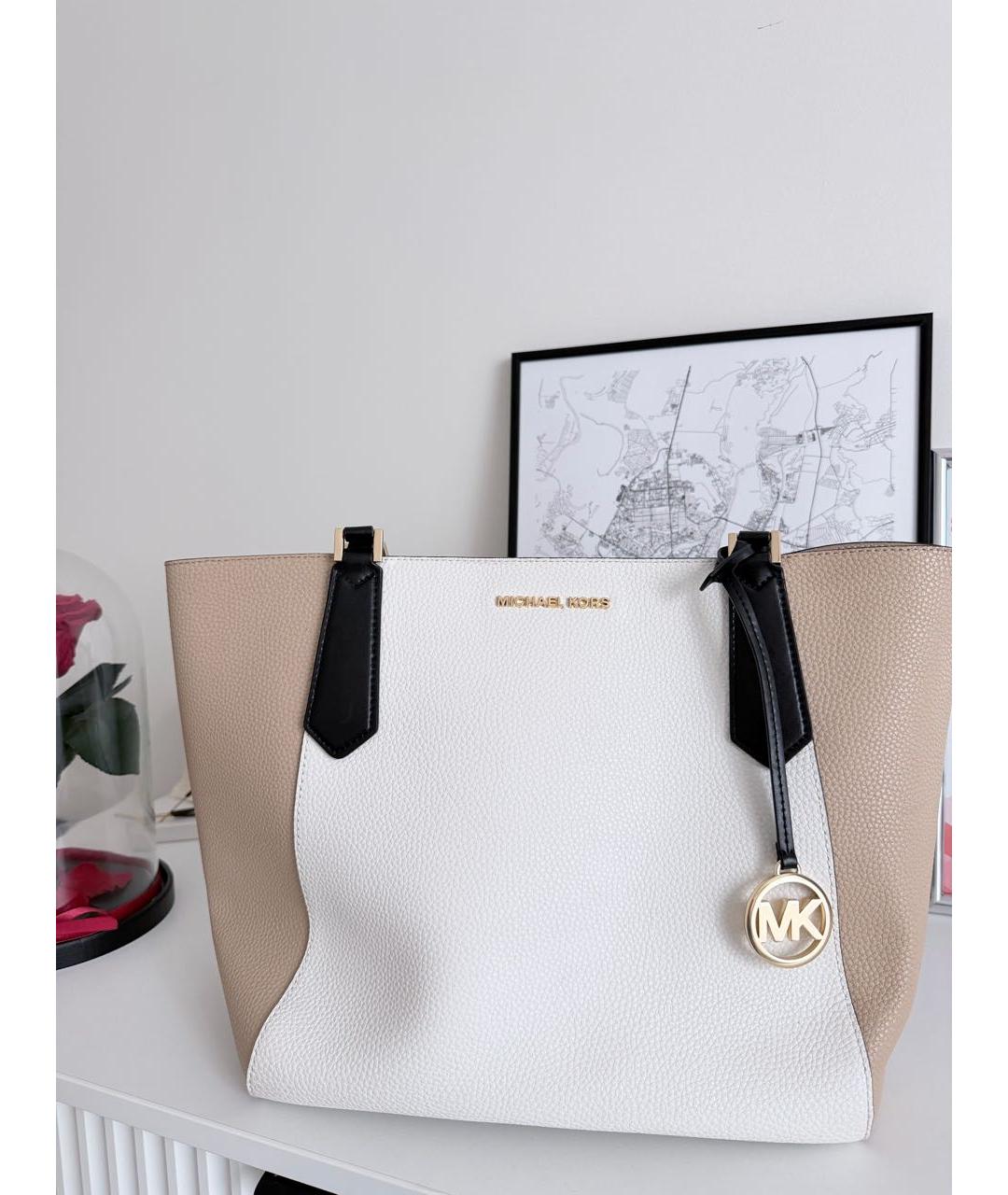 MICHAEL KORS Белая кожаная сумка тоут, фото 9