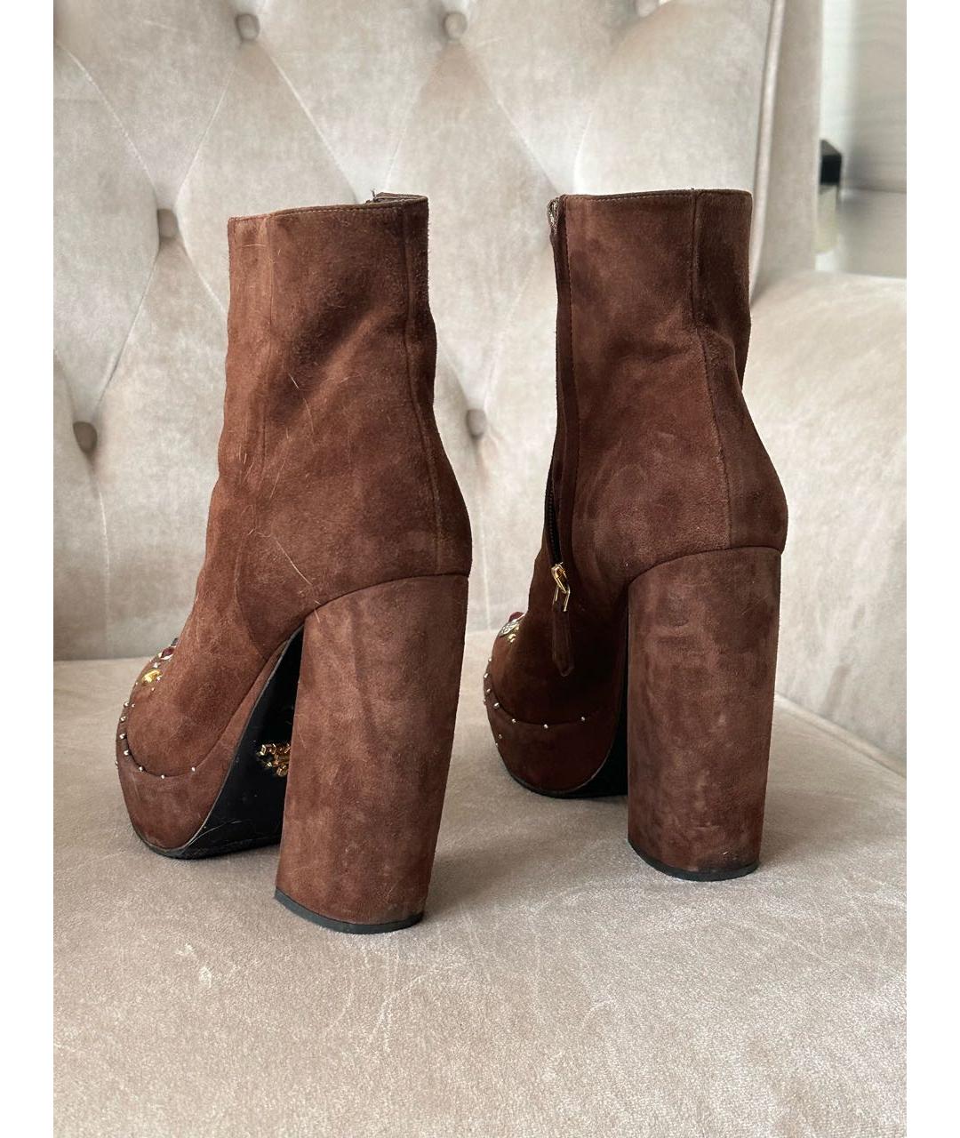 PRADA Коричневые замшевые ботильоны, фото 6