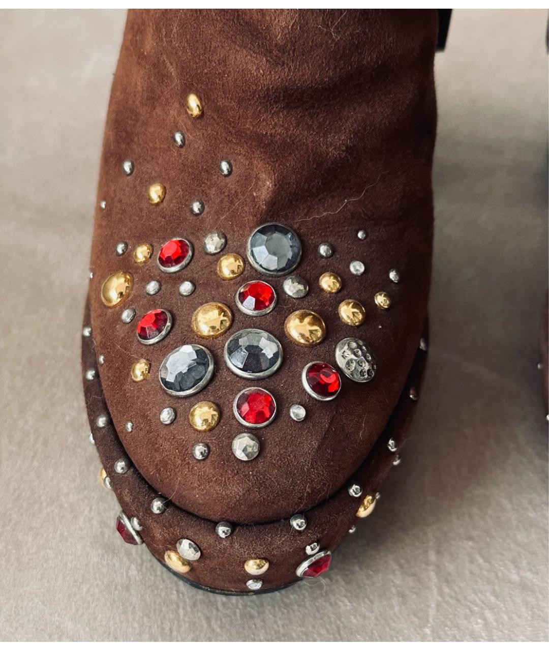 PRADA Коричневые замшевые ботильоны, фото 4