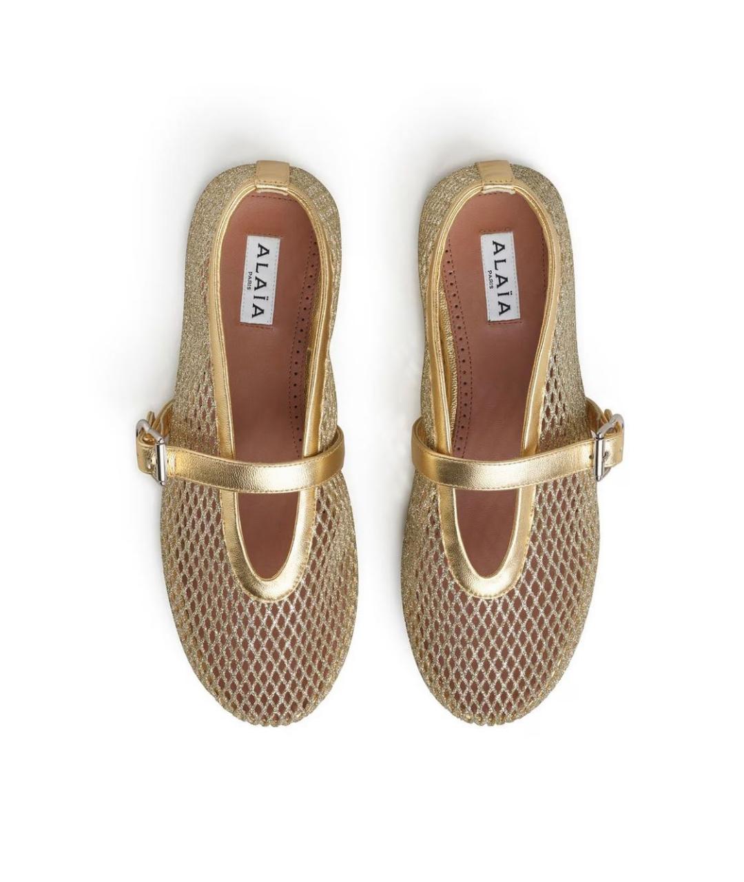 ALAIA Золотые кожаные балетки, фото 4