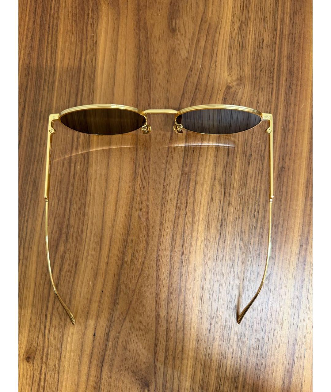 BOTTEGA VENETA Золотые металлические солнцезащитные очки, фото 7