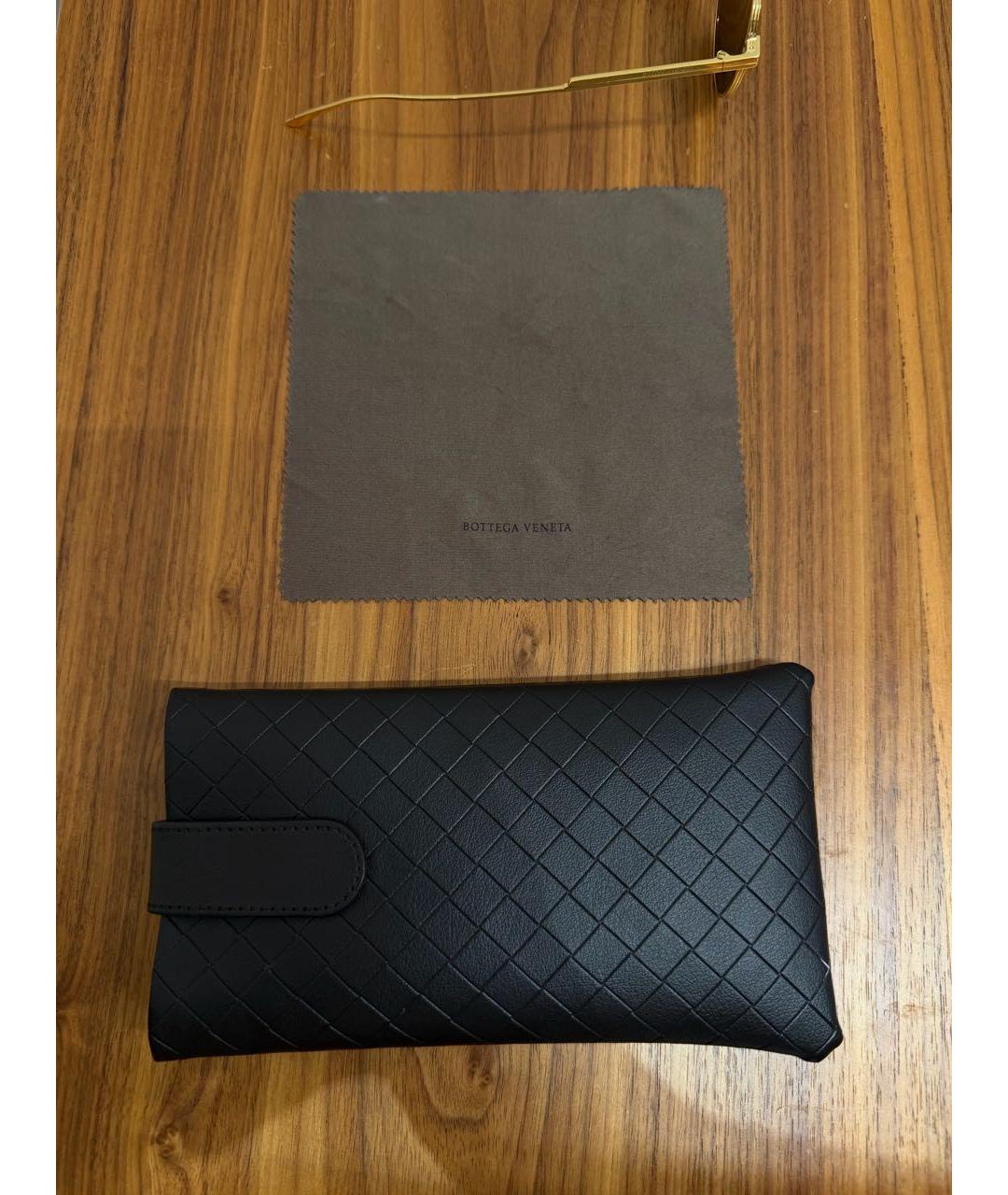 BOTTEGA VENETA Золотые металлические солнцезащитные очки, фото 8