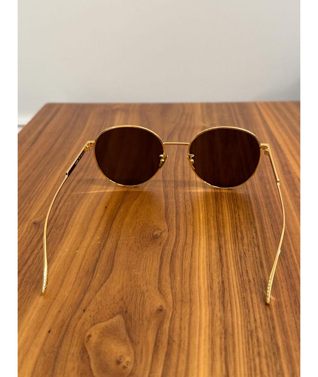 BOTTEGA VENETA Золотые металлические солнцезащитные очки, фото 5