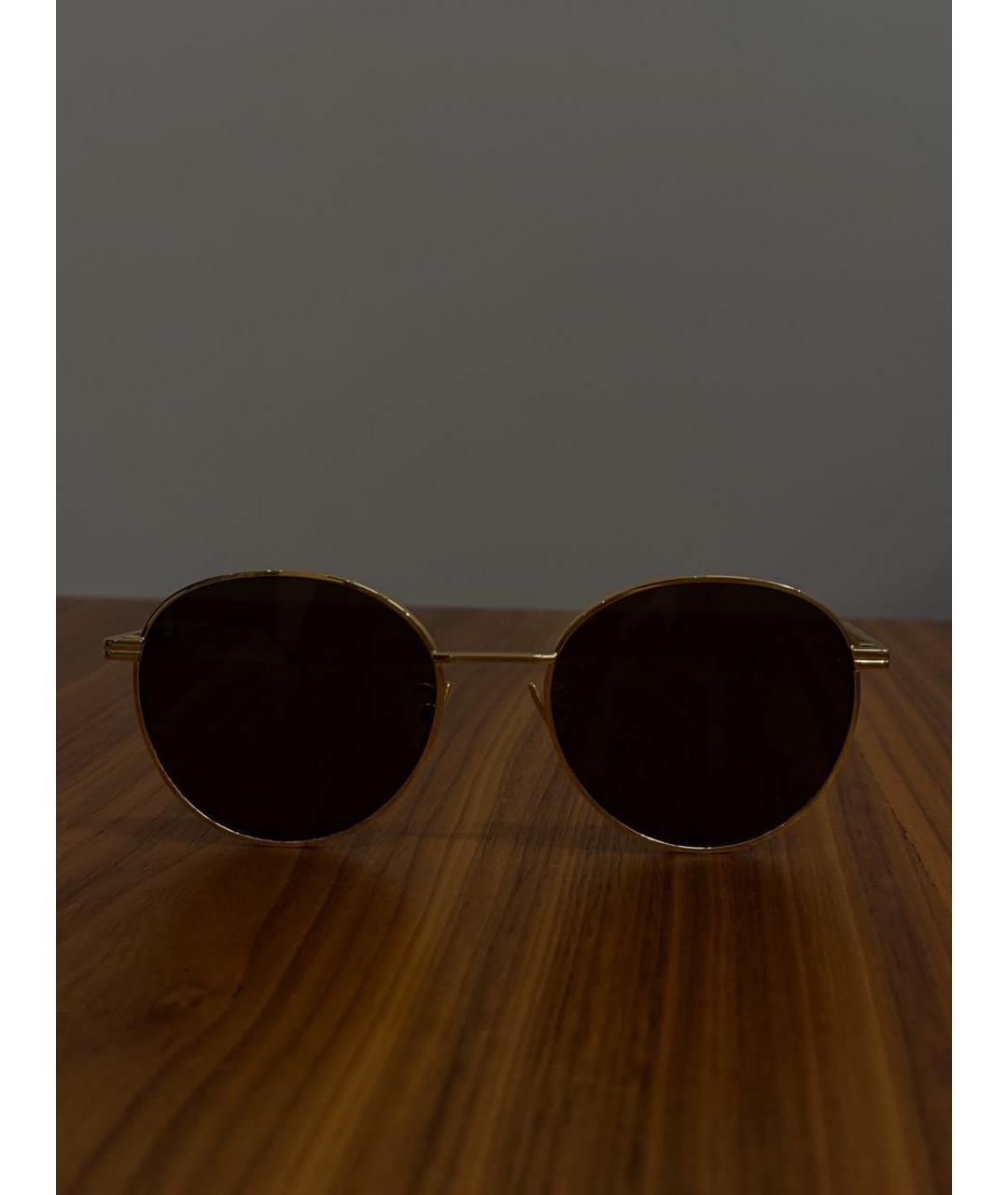 BOTTEGA VENETA Золотые металлические солнцезащитные очки, фото 2