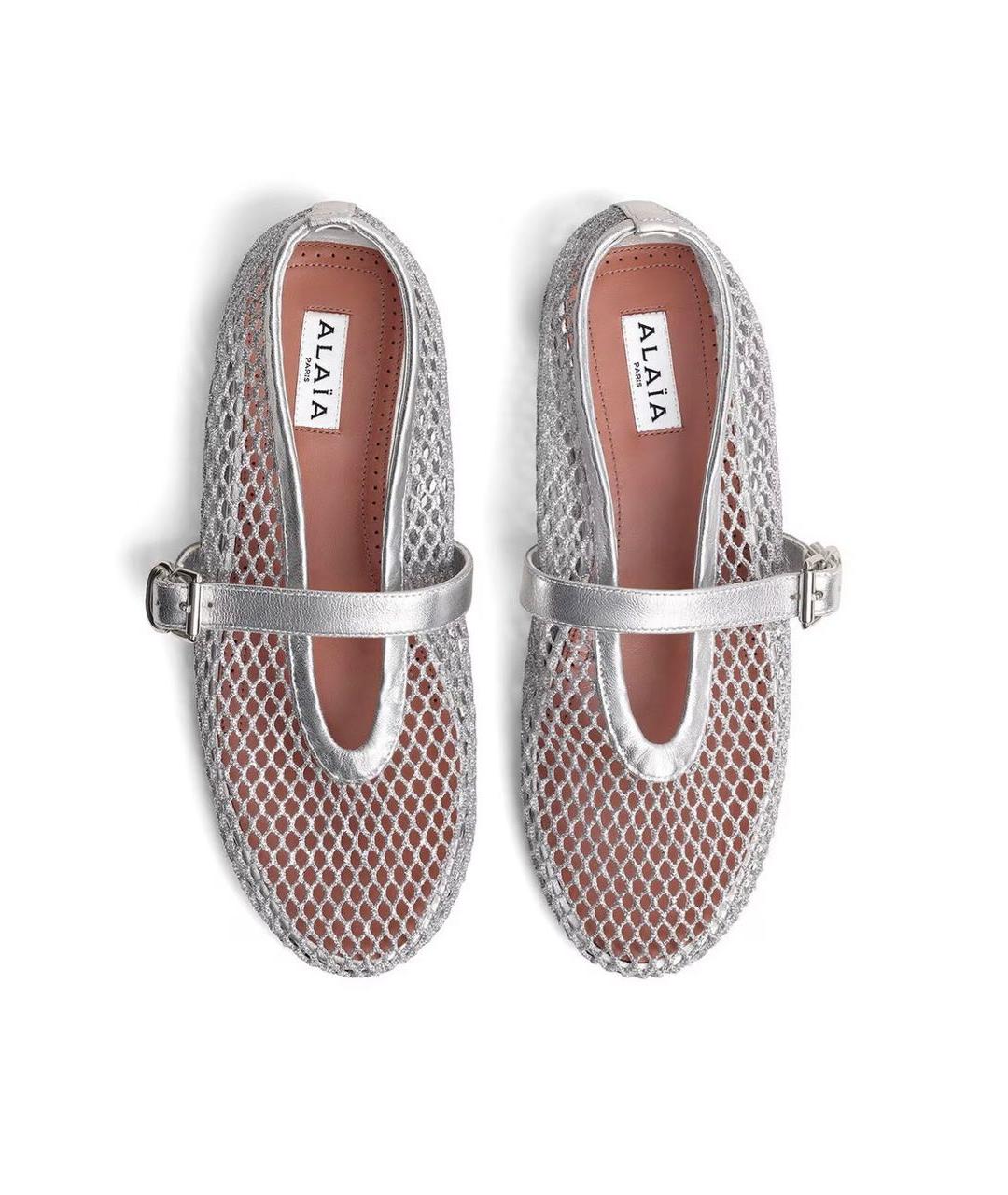 ALAIA Серебряные кожаные балетки, фото 4