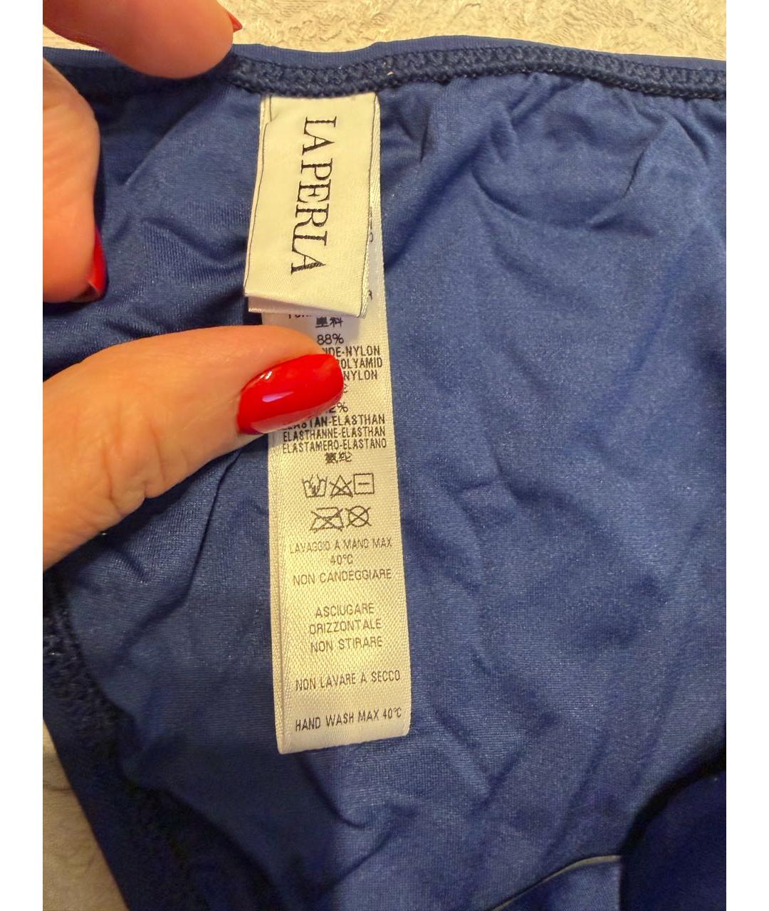 LA PERLA Темно-синий полиамидовый купальник, фото 3