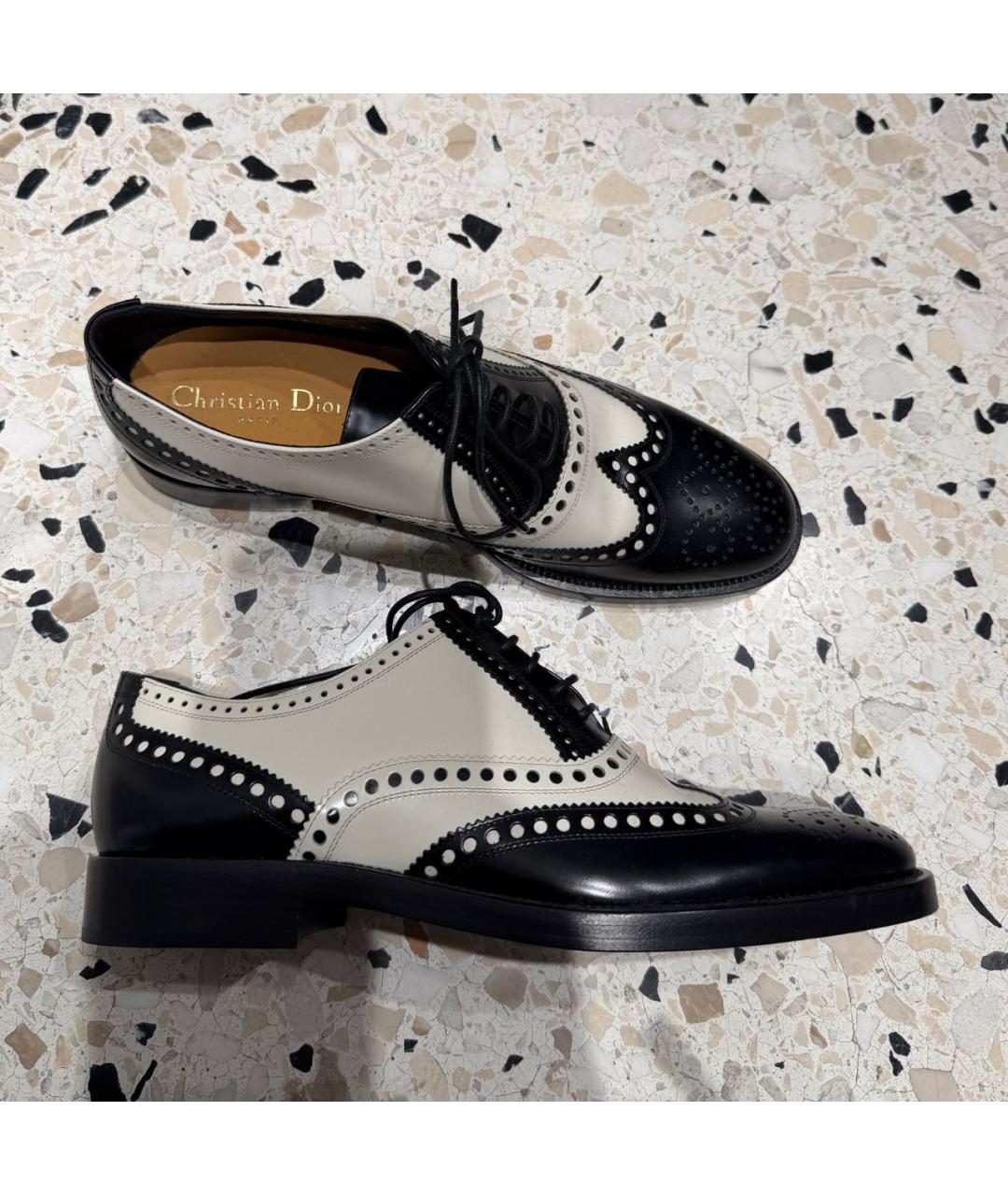 CHRISTIAN DIOR Черные кожаные брогги и оксфорды, фото 3