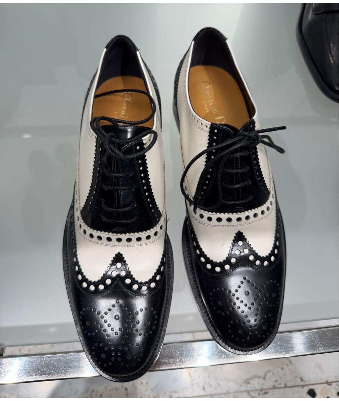 CHRISTIAN DIOR Черные кожаные брогги и оксфорды, фото 2