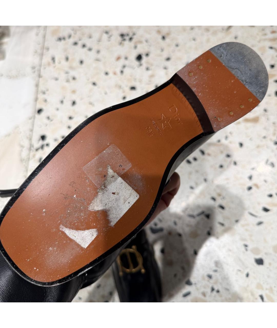 CHRISTIAN DIOR Черные кожаные брогги и оксфорды, фото 5