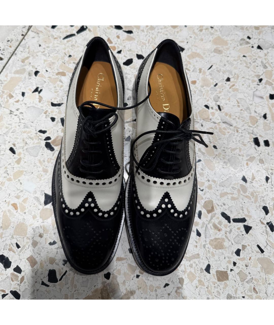 CHRISTIAN DIOR Черные кожаные брогги и оксфорды, фото 4
