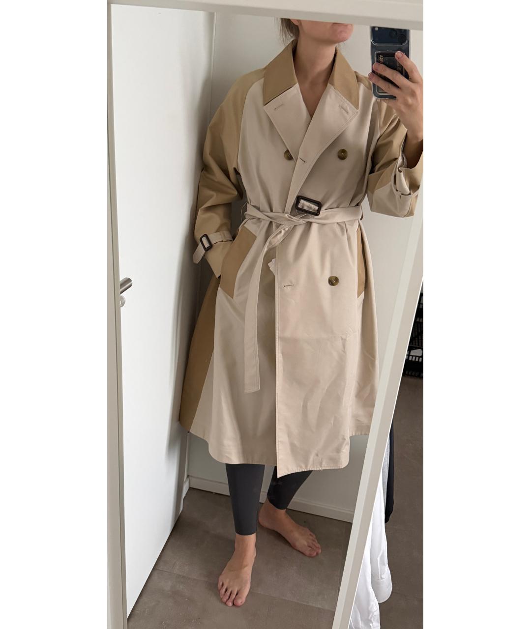 WEEKEND MAX MARA Бежевый хлопковый тренч/плащ, фото 8