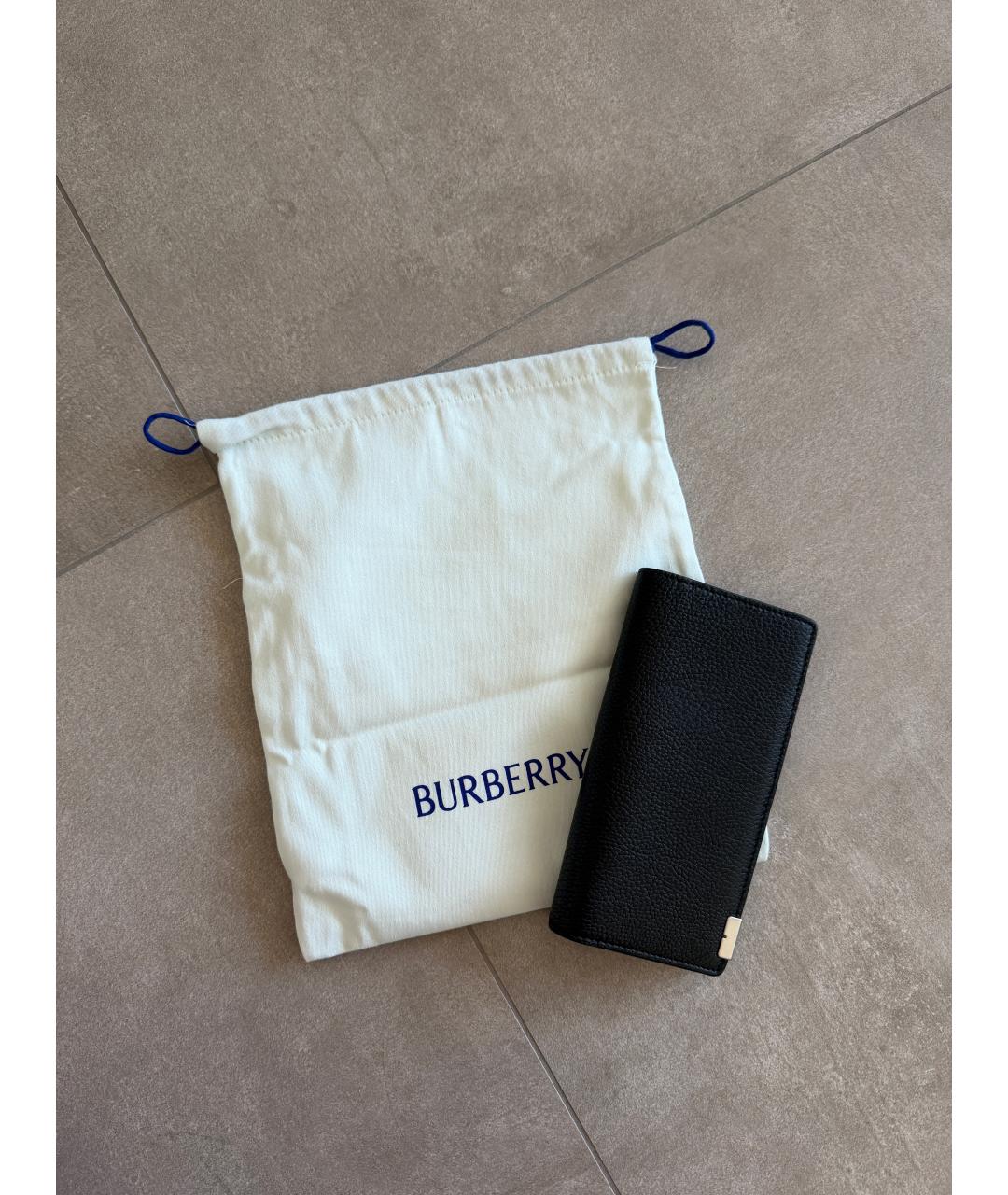 BURBERRY Черный кожаный кошелек, фото 2