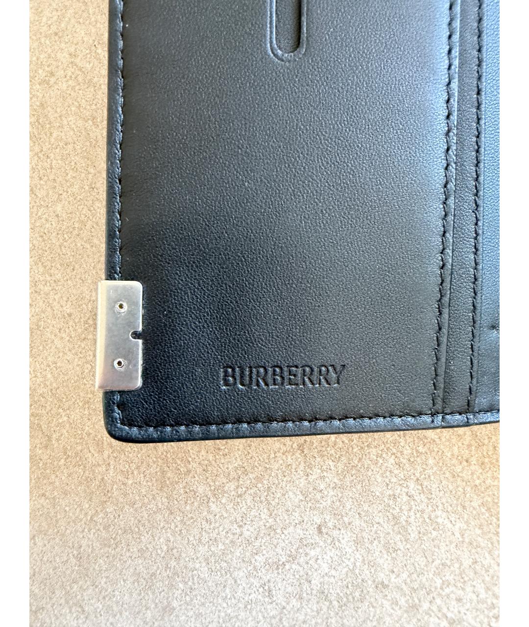 BURBERRY Черный кожаный кошелек, фото 4