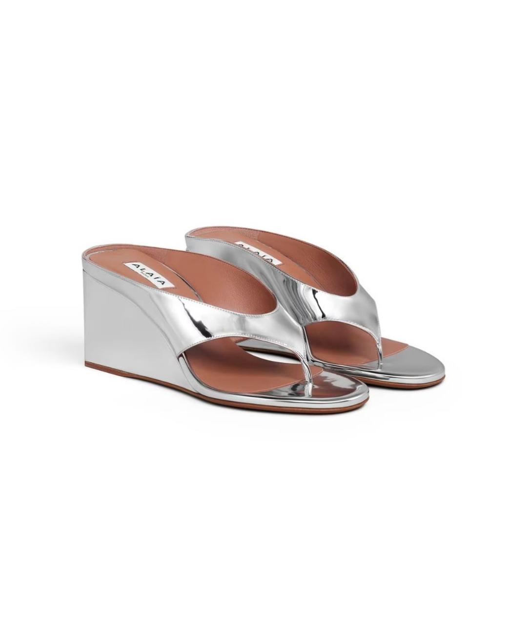 ALAIA Серебряные кожаные мюли, фото 2