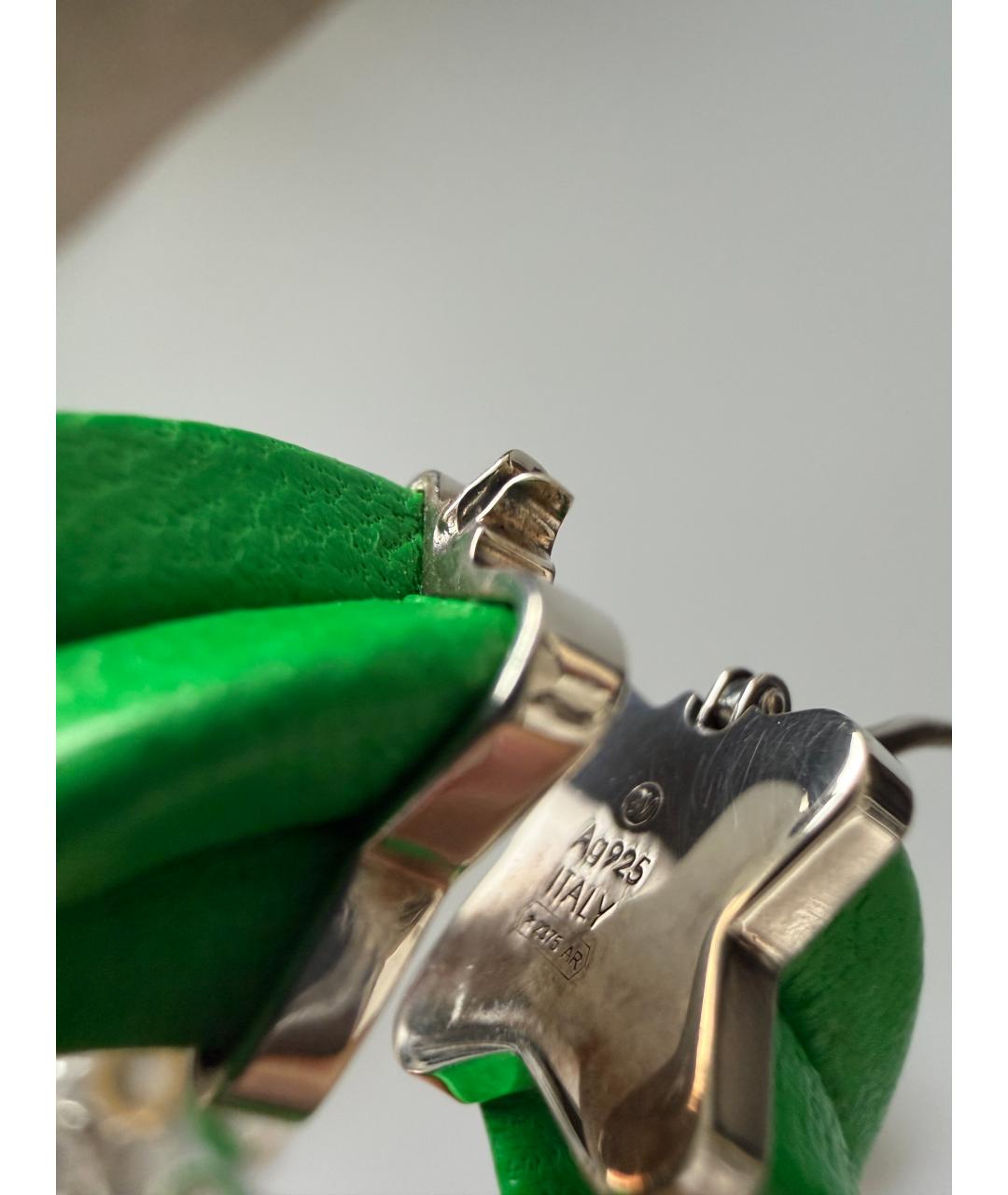 BOTTEGA VENETA Зеленые кожаные серьги, фото 3