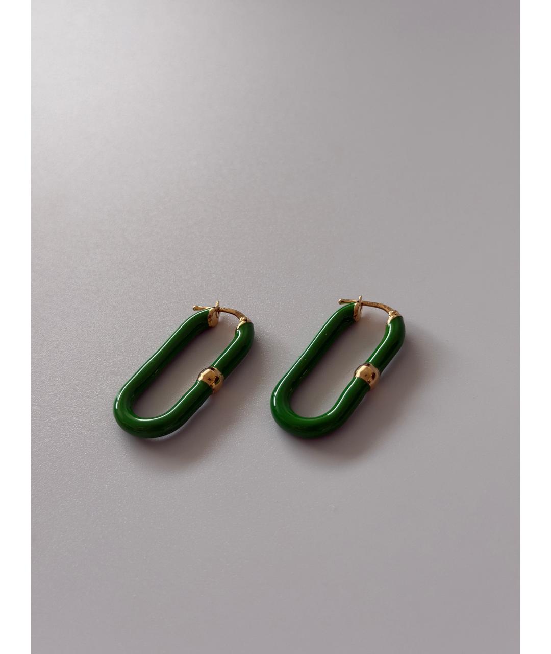 BOTTEGA VENETA Зеленые серебряные серьги, фото 2