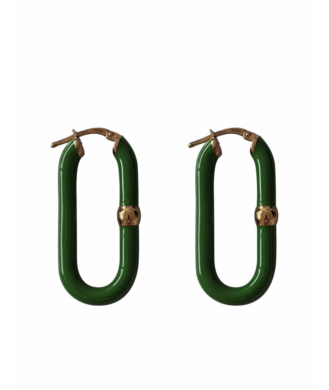 BOTTEGA VENETA Зеленые серебряные серьги, фото 1