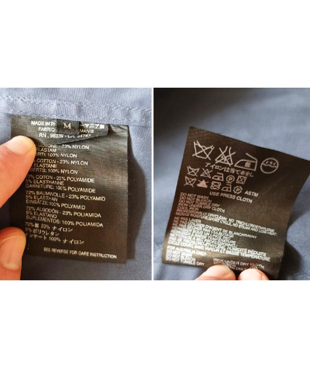 PRADA Темно-синяя хлопко-полиэстеровая кэжуал рубашка, фото 5