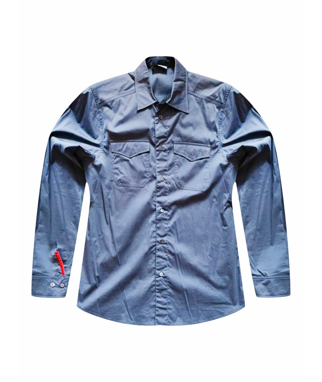 PRADA Темно-синяя хлопко-полиэстеровая кэжуал рубашка, фото 1