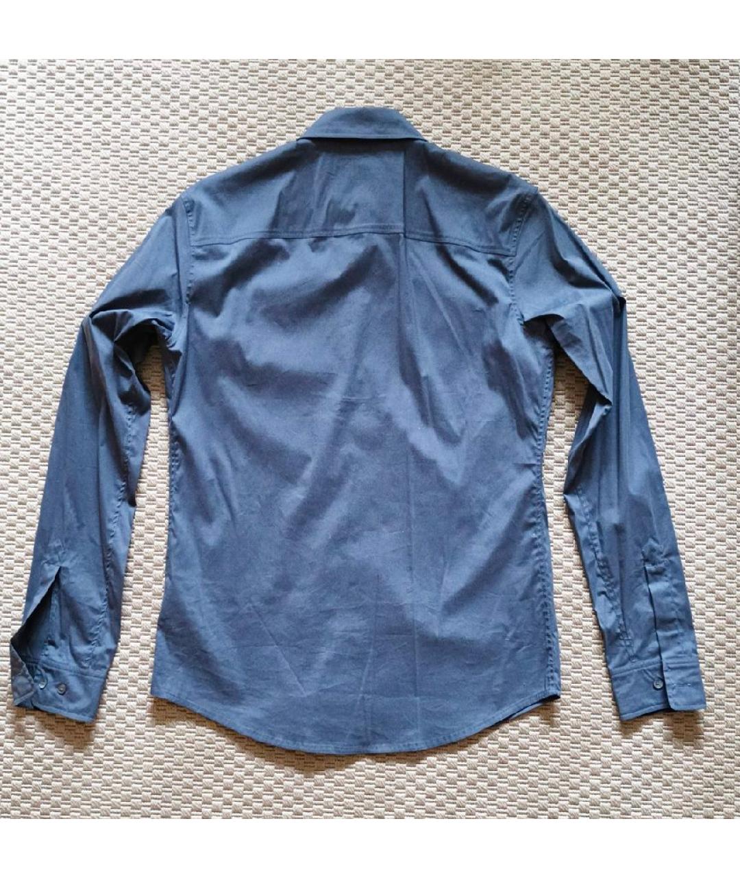 PRADA Темно-синяя хлопко-полиэстеровая кэжуал рубашка, фото 2