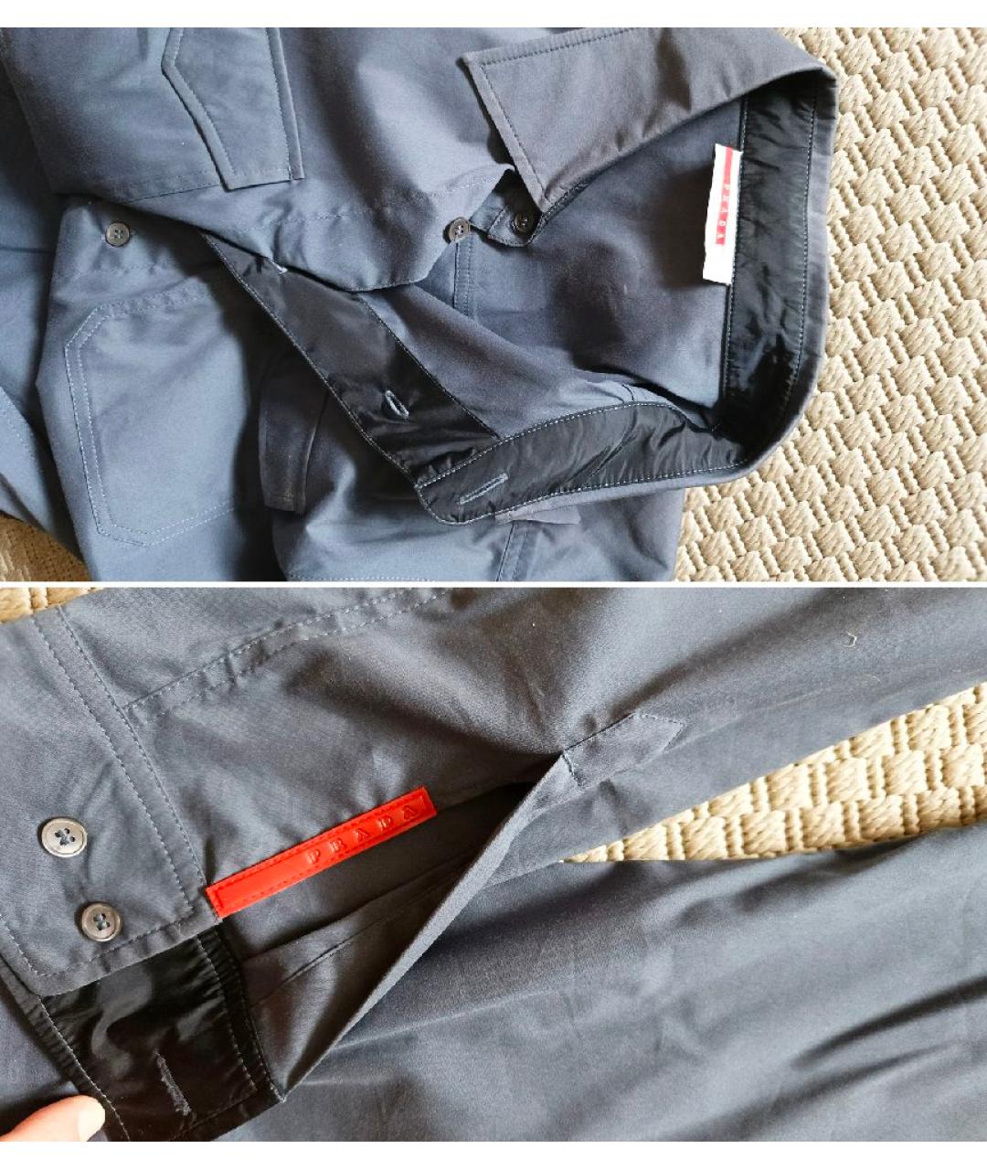 PRADA Темно-синяя хлопко-полиэстеровая кэжуал рубашка, фото 4