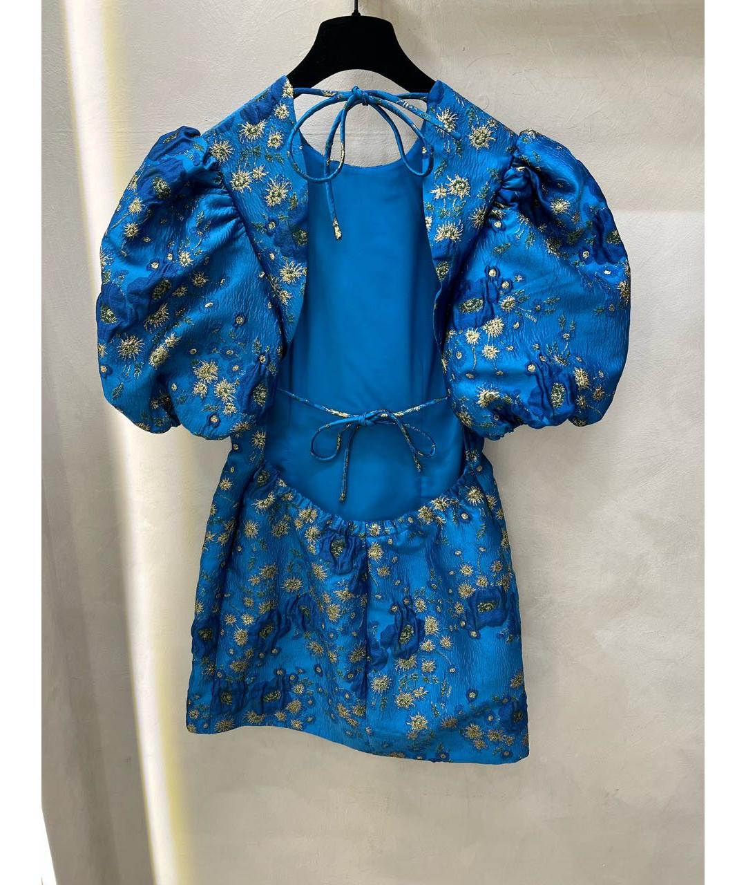 GANNI Синее полиэстеровое коктейльное платье, фото 2