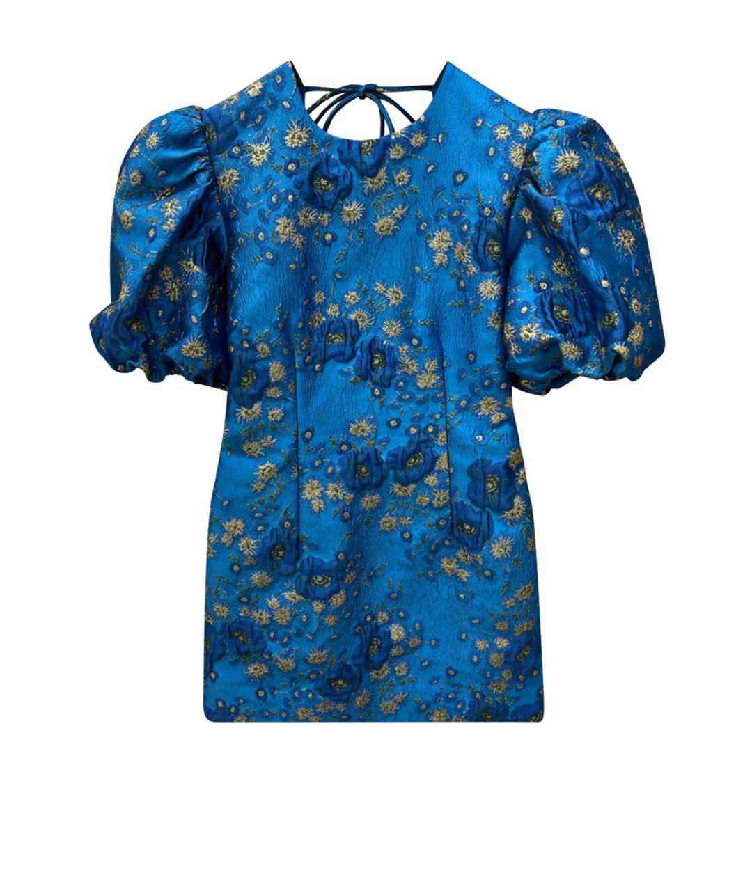 GANNI Синее полиэстеровое коктейльное платье, фото 1