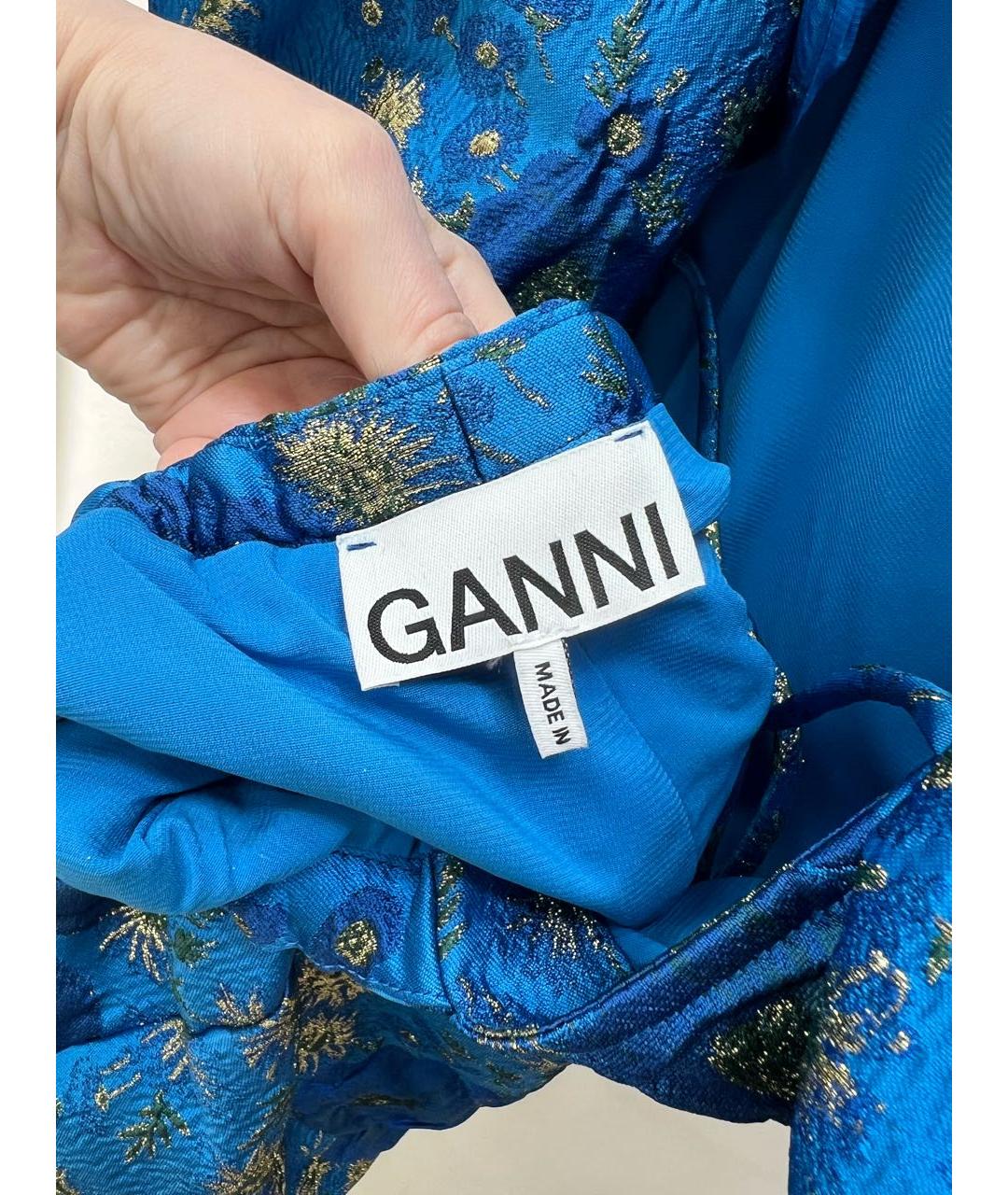 GANNI Синее полиэстеровое коктейльное платье, фото 4