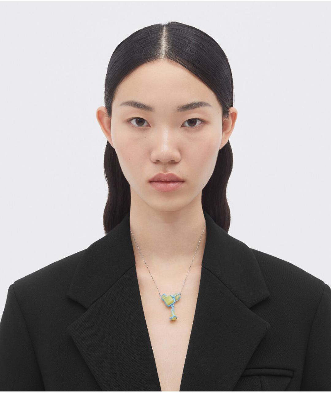 BOTTEGA VENETA Голубая серебряная подвеска, фото 5