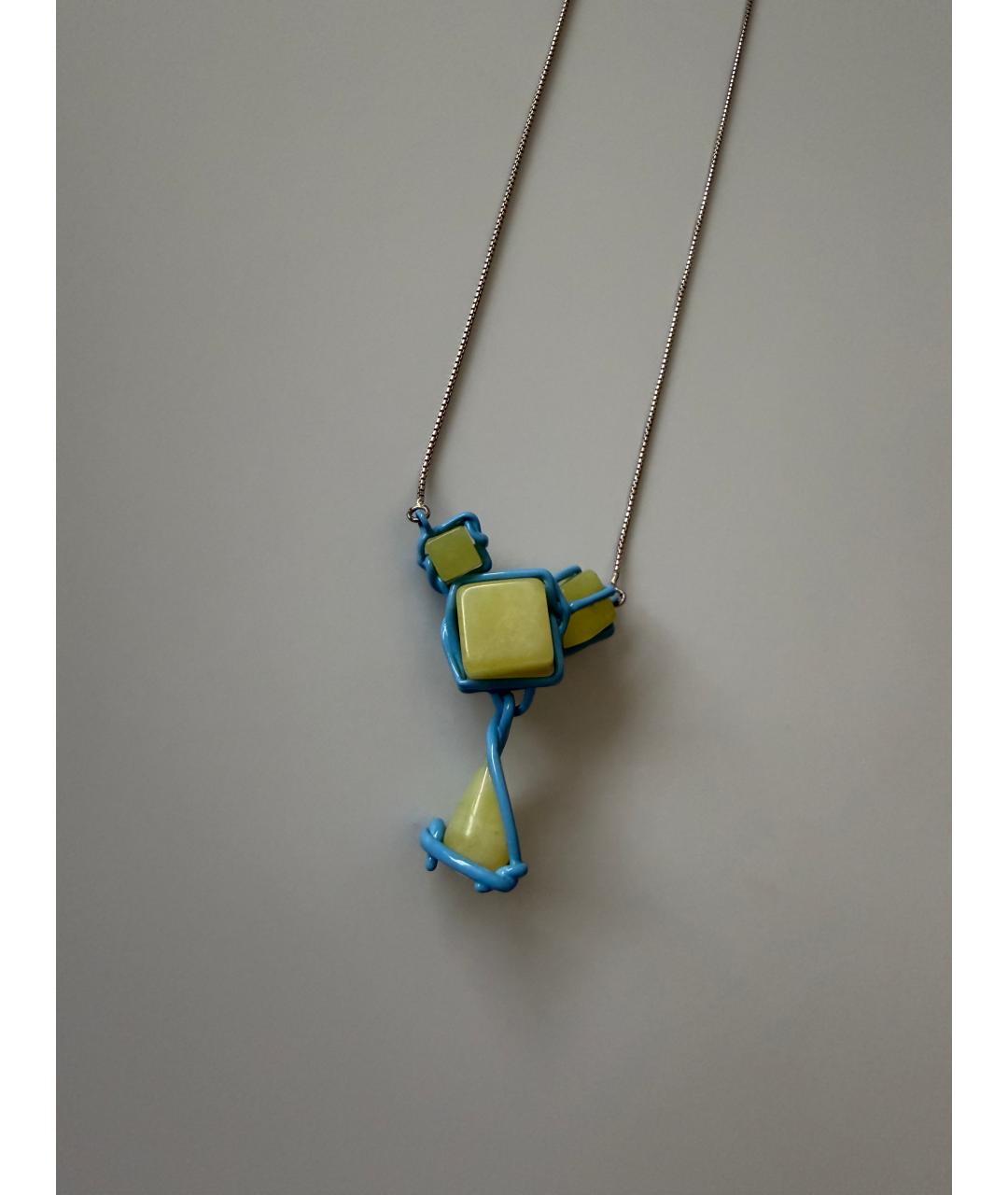 BOTTEGA VENETA Голубая серебряная подвеска, фото 2