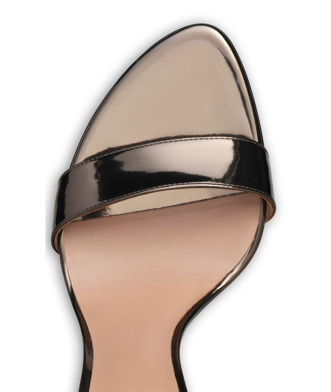 ALAIA Золотые кожаные босоножки, фото 4