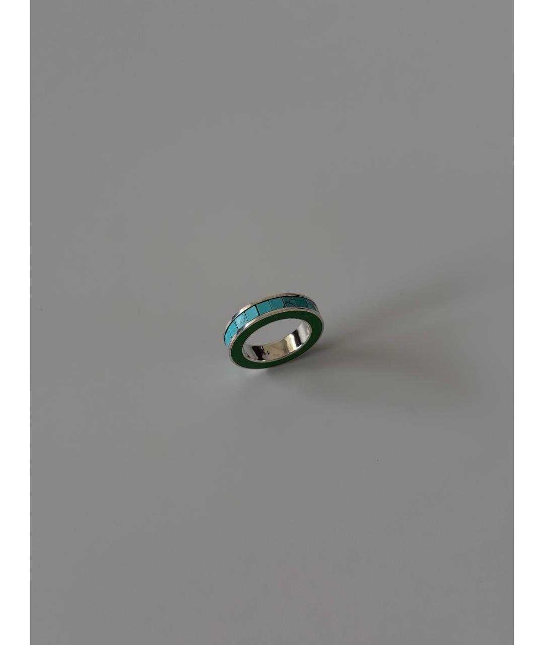 BOTTEGA VENETA Голубое серебряное кольцо, фото 2