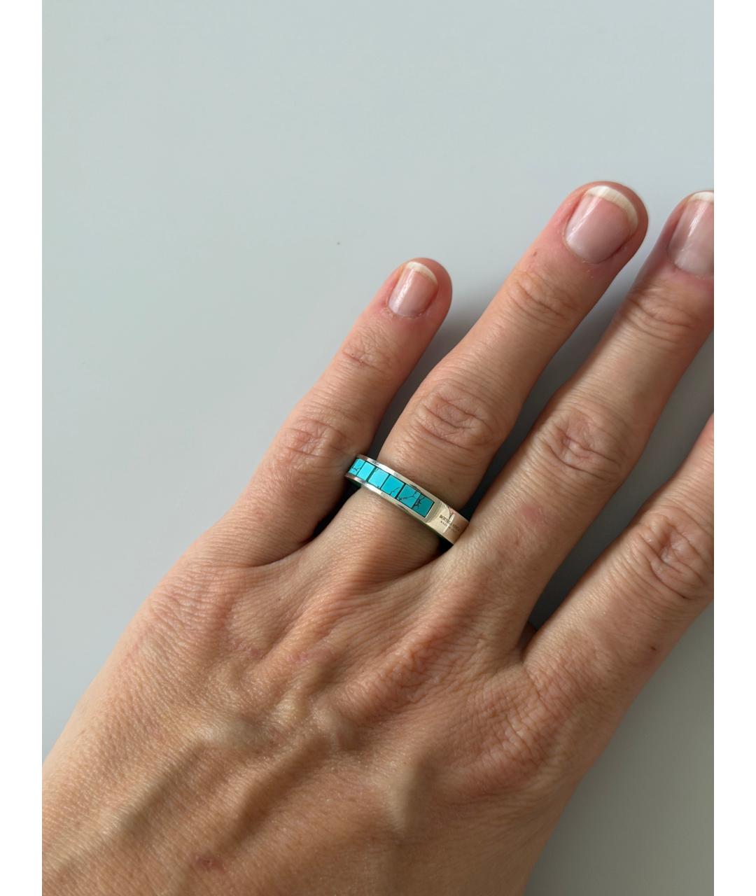 BOTTEGA VENETA Голубое серебряное кольцо, фото 5