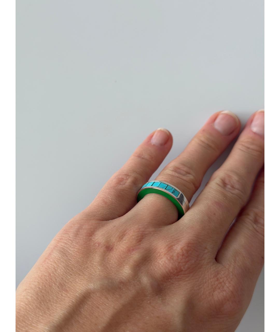 BOTTEGA VENETA Голубое серебряное кольцо, фото 6
